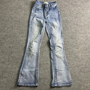 Love Soho Jeans Womens Size 1 Blue Viscose Blend Flare Bootcut Thick Stitching